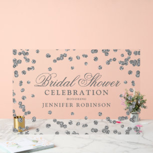 Elegant Silver Glitter Bridal Shower Welcome Acrylic Sign