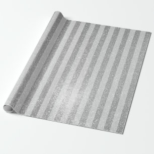 Elegant silver glitter chic stripes wrappingpaper