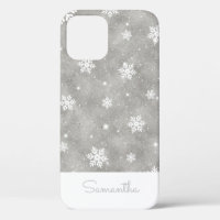Elegant Silver Glitter Christmas Snowflake Pattern