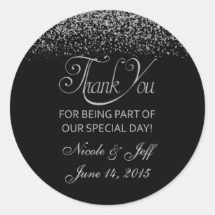 Elegant Silver Glitter Confetti Wedding Classic Round Sticker