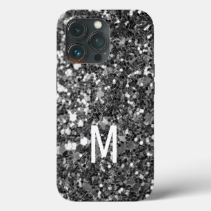 Elegant Silver Glitter Custom monogrammed Name iPhone 13 Pro Case