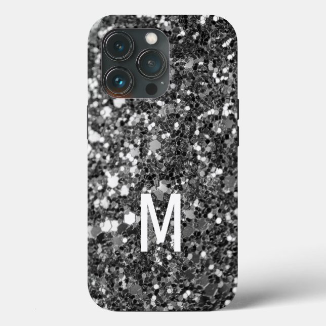 Elegant Silver Glitter Custom monogrammed Name Case-Mate iPhone Case (Back)