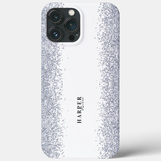Elegant Silver Glitter Custom Name  Case-Mate iPhone Case (Back)
