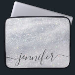 Elegant Silver Glitter Custom Name Laptop Sleeve<br><div class="desc">Protect your laptop in style with our Elegant Silver Glitter Custom Name Laptop Sleeve. Featuring a stunning silver glitter design,  this personalised sleeve adds a touch of glamour while safeguarding your device from scratches and bumps. Perfect for students and professionals alike!</div>