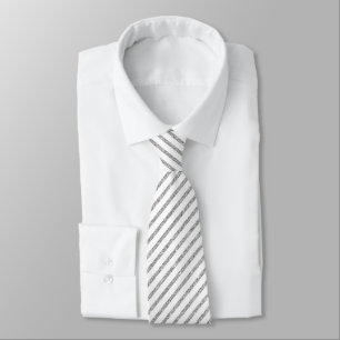 Elegant Silver Glitter Diagonal Stripes Pattern Tie