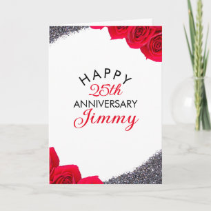 Elegant Silver Glitter Husband 25th Anniversary Card