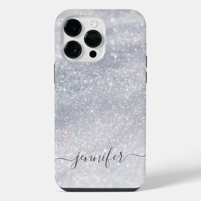 Elegant Silver Glitter  iPhone Case (Back)