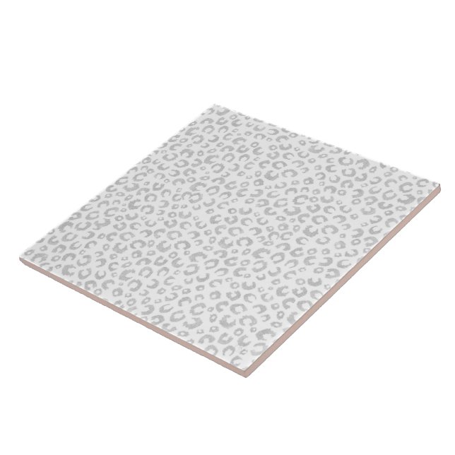 Elegant Silver Glitter Leopard Pattern Tile (Side)