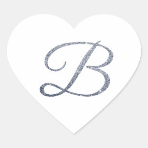 Elegant Silver Glitter Monogram B Envelope Seal