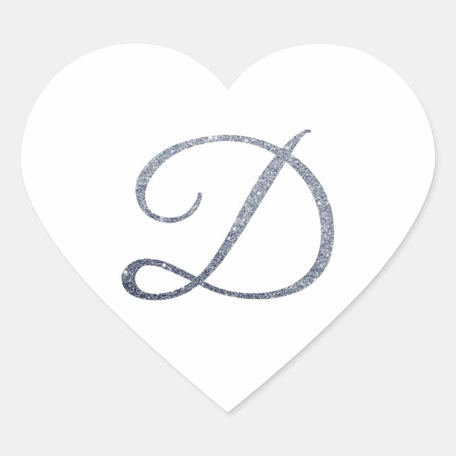Elegant Silver Glitter Monogram D Envelope Seal    (Front)