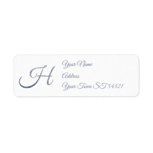 Elegant Silver Glitter Monogram H Personalised