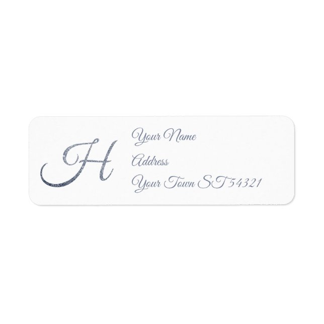 Elegant Silver Glitter Monogram H Personalised   (Front)