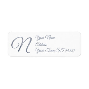 Elegant Silver Glitter Monogram N Personalised