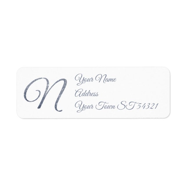 Elegant Silver Glitter Monogram N Personalised   (Front)