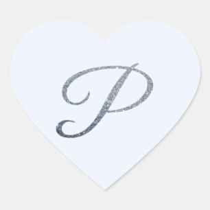 Elegant Silver Glitter Monogram P Envelope Seal