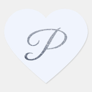 Elegant Silver Glitter Monogram P Envelope Seal