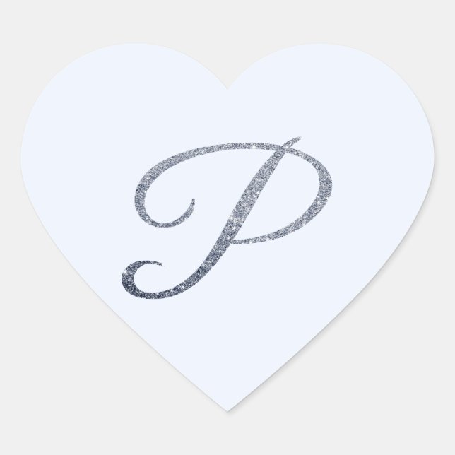 Elegant Silver Glitter Monogram P Envelope Seal    (Front)