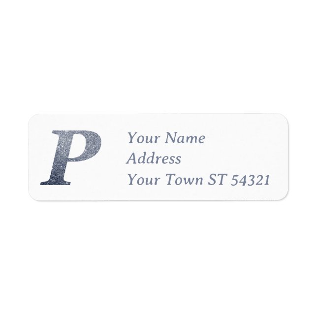 Elegant Silver Glitter Monogram P Personalised     (Front)