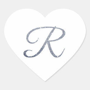Elegant Silver Glitter Monogram R Envelope Seal