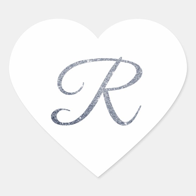 Elegant Silver Glitter Monogram R Envelope Seal  (Front)