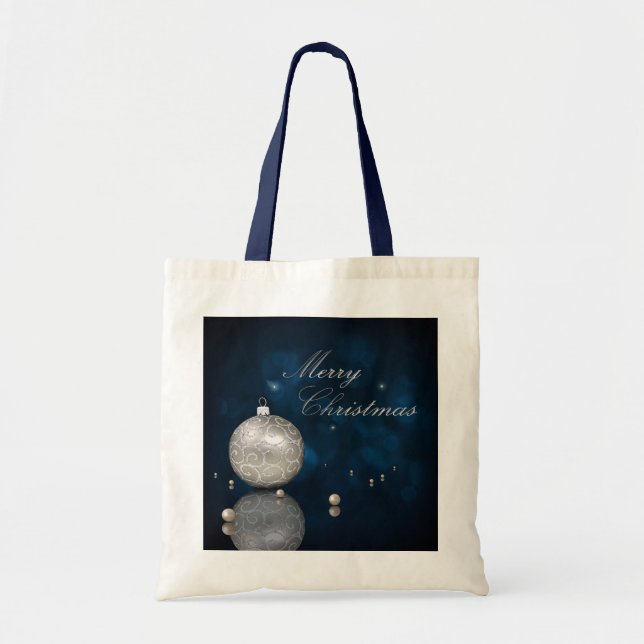 Elegant Silver Glitter Ornament - Budget Tote (Front)