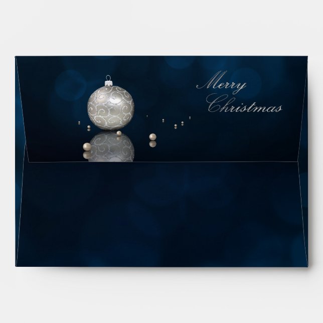 Elegant Silver Glitter Ornament - Envelope A7 (Back (Top Flap))
