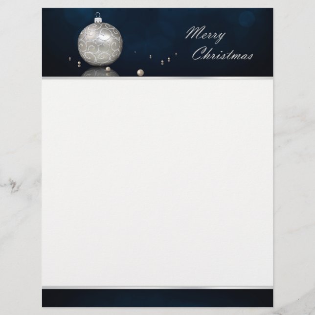 Elegant Silver Glitter Ornament - Letterhead (Front)