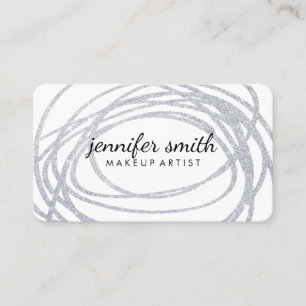 Elegant Silver Glitter Scribble Business Card