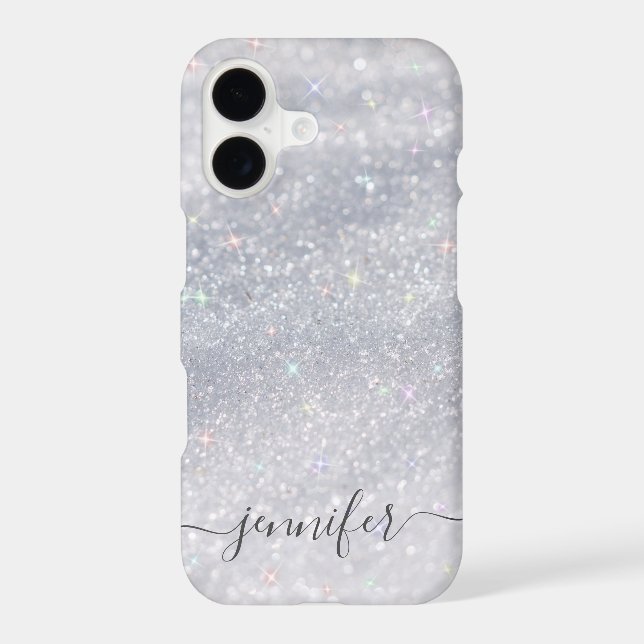 Elegant Silver Glitter Script | Custom Name (Back)