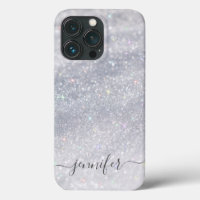 Elegant Silver Glitter Script | Custom Name