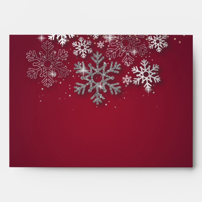 Elegant Silver Glitter Snowflakes  Envelope (Front)