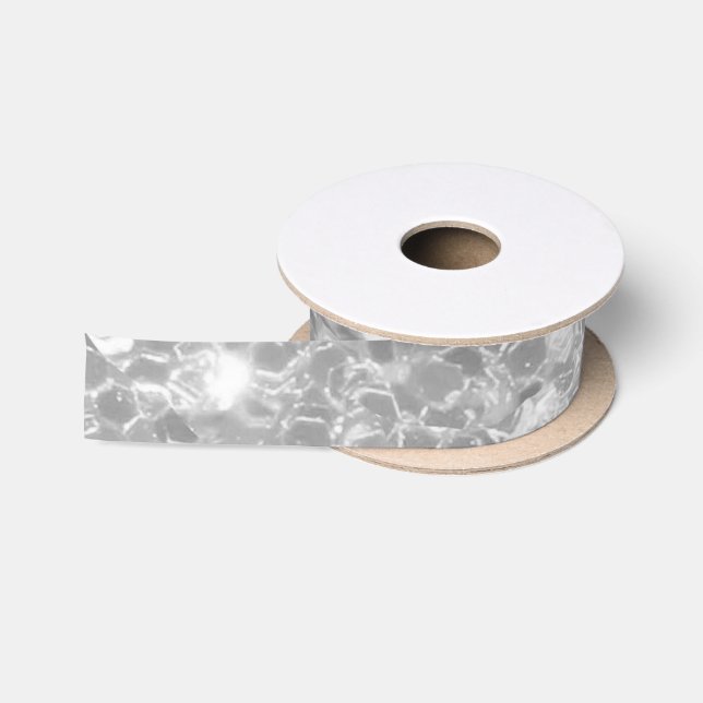 Elegant Silver Glitter Sparkle Glam Sequin Satin Ribbon (Spool)