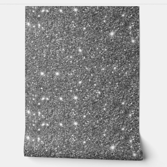 Elegant Silver Glitter Sparkle Pattern Wallpaper (Unrolling)