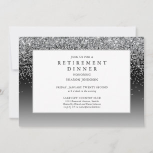 Elegant Silver Glitter Sparkle Retirement Invitati Invitation
