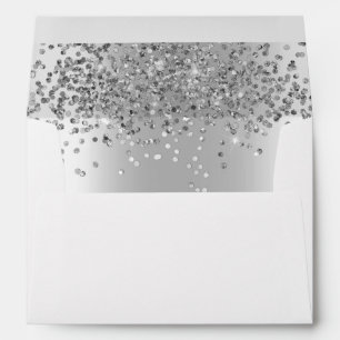 Elegant Silver Glitter Sparkle Script Wedding Envelope