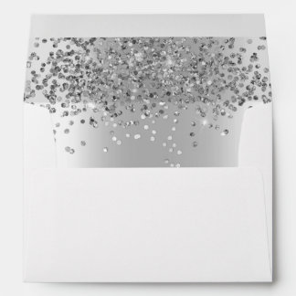 Elegant Silver Glitter Sparkle Script Wedding Envelope
