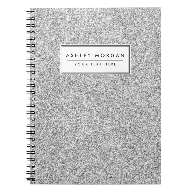 Elegant Silver Glitter Spiral Notebook (Front)
