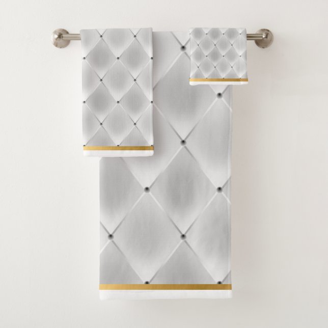 ELEGANT  SILVER GOLD BATHROOM TOWEL SET (Insitu)