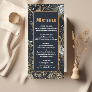 Elegant Silver Gold Celestial Wedding Menu