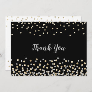 Elegant Silver Gold Confetti Thank You Card