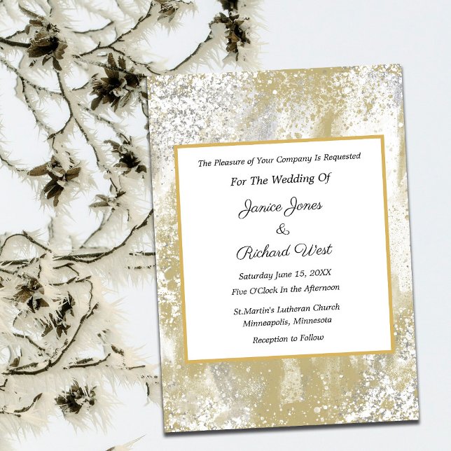 Elegant Silver Gold Frame Wedding Invitation (Creator Uploaded)