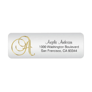 Elegant Silver Gold Monogram Letter 'A' Return