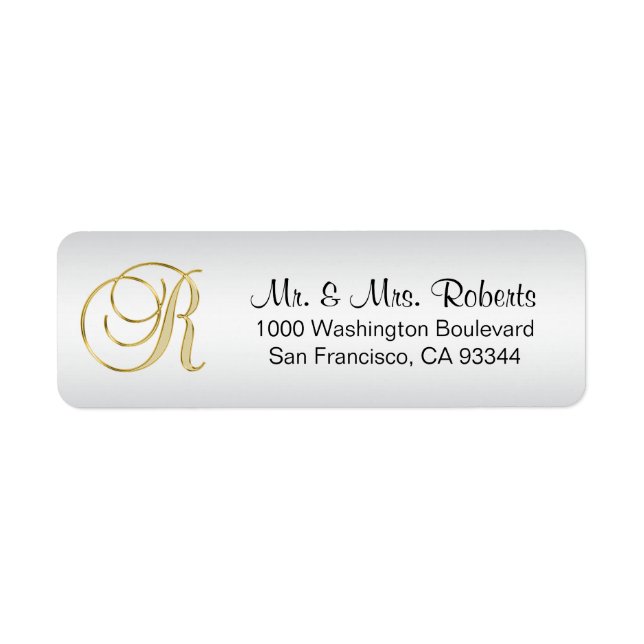 Elegant Silver Gold Monogram Letter R Return (Front)