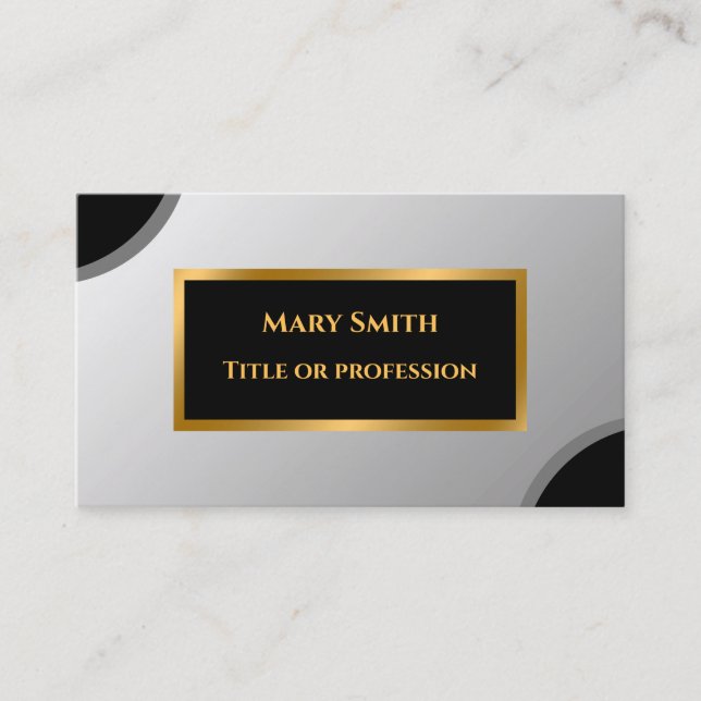 Elegant Silver Gold Professional Business Card (Front)