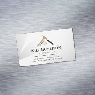 Elegant Silver & Golden Home Repair Real Estate Magnetic Business Card