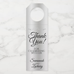 Elegant Silver Gradient Filigree Wedding Thank You Bottle Tag
