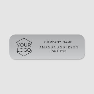  Elegant Silver Gradient Logo Employee Plastic  Name Tag