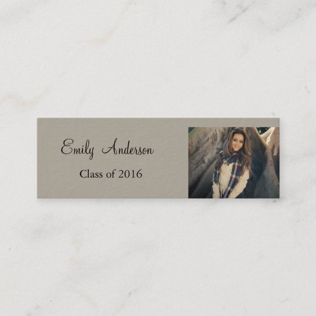 Elegant Silver Graduation Name Card (Front)