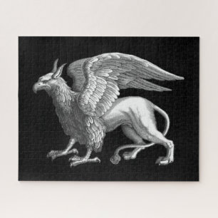 Elegant Silver Gray / Grey Griffin Legendary Beast Jigsaw Puzzle