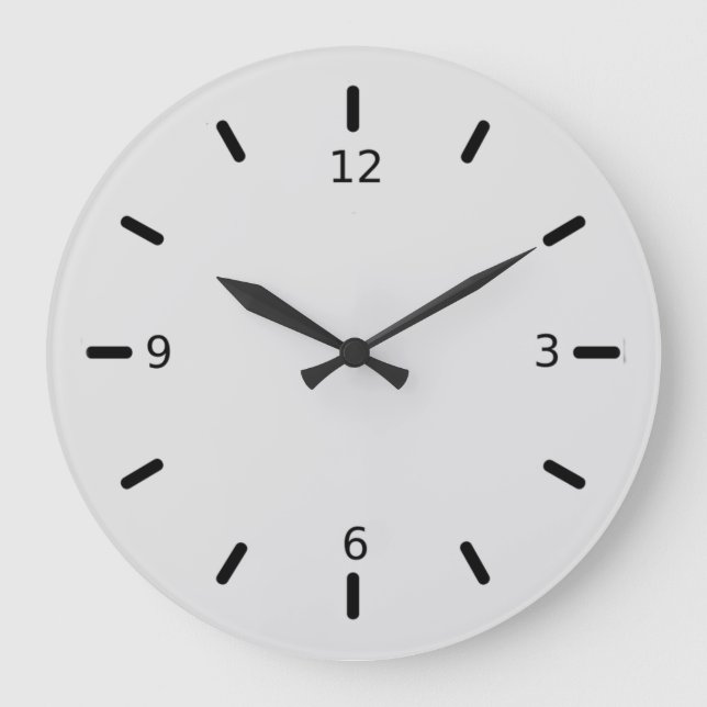 Elegant Silver Grey and Black Large Clock (Front)